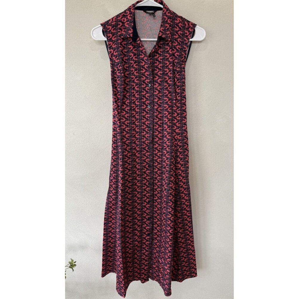 Nic and Zoe Women’s Midi Shirtdress XS Extra Small Pockets Button Front Snake